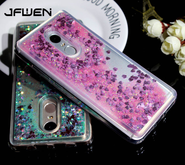 Cheap JFWEN Capa For Xiaomi Redmi Note 4X Case Luxury Liquid Glitter Hard Transparent TPU Silicone For Xiaomi Redmi Note 4 Case Cover